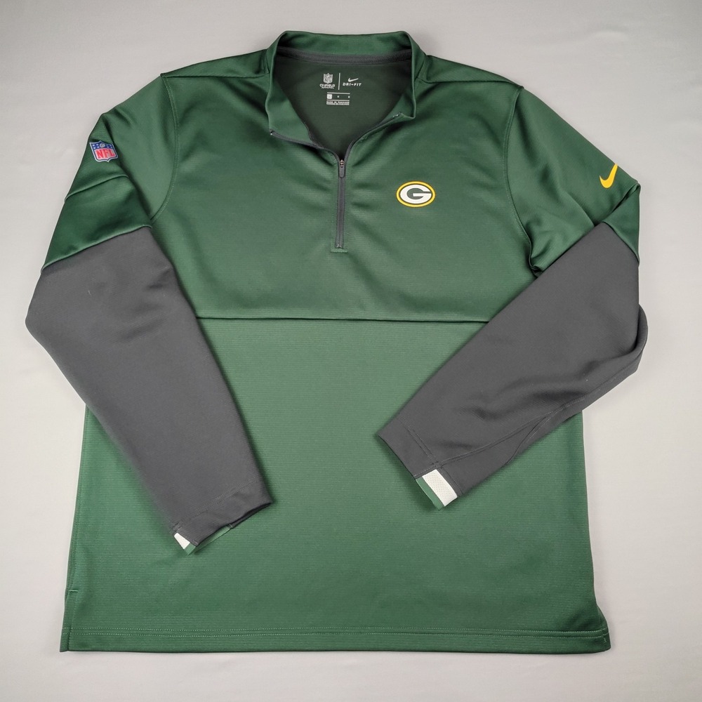 Nike Green Bay Packers 1/4 Zip Mens L On Field Dri Fit Training Pullover NFL